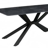 Dining Table Rectangular Shape Green Sintered Stone Top Powder Coated Iron Legs V43-DT-REX