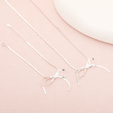 Simple Bow Pendant Necklaces for Women-Bow Necklace and Bracelet Jewelry Set for Women Girls Long V1370-AZ4-01131
