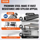 Stainless Steel Prep Table, 24 x 36 x 34 Inch, Heavy Duty Metal Worktable with 3 Adjustable Height V952-CFBXGGZTLCWJOPMIYV0