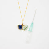 Gift Box - Aroma Necklace 925 Silver, Gold coated - Green Shell Ocean Depth Purify Oil V760-GBAJ - 16