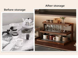 3-Tier Bamboo & Acrylic Desktop Storage Rack, Wooden Tea Set & Coffee Mug Display Shelf for Kitchen, V1366-AZ2-W-12701
