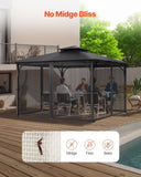 Gazebo Netting Replacement, Fit Most 12 x 12 x 7.5 FT Gazebo Curtain, Outdoor Garden Net, 4-Panel V952-LTWZDL12FT12G6AC0V0