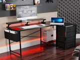 Levede L Shaped Gaming Desk with Storage Drawers Black DH1072-BK-AU