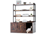 Cat Litter Box Enclosure Wooden Litter Box Furniture Hidden with 3 Shelves V952-DHSCBBSNJSMSUOAB6V0