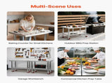 Stainless Steel Table, 60 x 90 cm Food Prep Worktable with Wheels, Kitchen Prep Table with V952-DLGZT2CWDB24ABSMO001V0