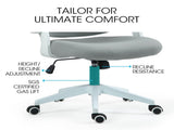 Fortia Ergonomic Office Desk Chair, Coolmesh Fabric, Adjustable Recline, Grey Mesh/White Frame V219-OFFOCRFOE5GA