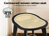 Artiss 4x Bar Stools Rattan Counter Kitchen Dinning Chair Bamboo Saddle Black BA-Y-1033-BKX4