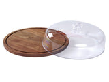Cake Stand with Lid Wood 12in Round Cake Holder 2-in-1 Dessert Table Display Set and Charcuterie V1294-YM0901-H49309WO