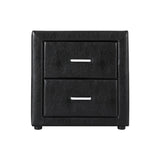 Artiss Bedside Table 2 Drawers Side Table Leather - CADEN Black BFRAME-E-BSIDE-BK