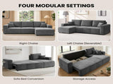Sarantino Caliana Reversible L Shape Sofa Bed with Storage & Backrest - Grey SOFA-MLM-326-GY