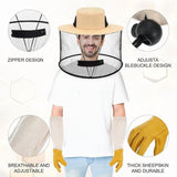 Beekeeping Gloves Hats Set 2 Pack Beekeeping Fencing Veil Mosquito Hats Netting Sun Net Hat with V1370-AZ4-07739