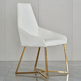 SET OF 4 Dining Chair White PVC Dining Chair Gold Criss Cross Legs V195-11347-DCWT-GD4