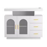 Artiss Buffet Sideboard Cabinet LED Clear Door Kitchen Storage Drawers White FUR-C-SID-LED-WH-AB