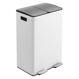 Cefito Pedal Bins Rubbish Bin Dual Compartment Waste Recycle Dustbins 60L White RB-60L-2C-WH