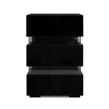 Artiss 2x Bedside Table LED 3 Drawers - LUMI Black FURNI-O-LED-BS-03-BKX2