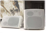 New Audioline Indoor Outdoor Speaker Pair 3-Way 4" Bookshelf Wall / Ceiling Mount V185-AL40D