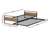Artiss Bed Frame 2x Single Size Metal Trundle Daybed DEAN MBED-C-DEAN-S-BK-AB