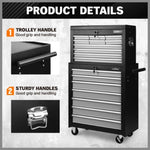 Grey 17 Drawer Tool Box Trolley Cabinet Storage Cart Garage Toolbox Organiser V465-86193_86194