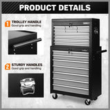 Grey 17 Drawer Tool Box Trolley Cabinet Storage Cart Garage Toolbox Organiser V465-86193_86194