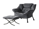 Artiss Armchair Accent Chair Ottoman Lounge Footrest Velvet Grey UPHO-I-ARM01-FS-GY
