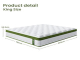 BedStory 34cm King Latex Hybrid Mattress Medium Firm - 5 Zone Pocket Spring Bed for Pressure Relief XFGH-MA-I-PC-34-K-GY