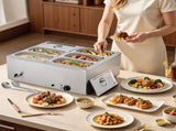 Commercial Food Warmer, 1500W Electric Stainless Steel Steam Food Warmer with Lid, 6-Pan Fast V952-SYSPBWQPTK61338ZN002V3
