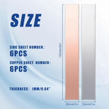 12 Pcs Pure Copper Zinc Anode Sheet High Purity Electrode Strips 0.04 Inch X 0.98 5.98 V1192-AZ-W-28835