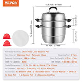 Steamer Pot, 28cm Steamer Pot for Cooking with 8.5QT Stock Pot, Vegetable Steamer & 2 Steaming Grid, V952-SCZG28CM0000NDJSGV0