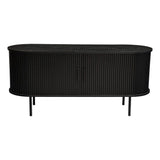Ribbed Black Sideboard with Sliding Doors V264-TAB-726C-BLK-NA-1