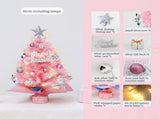 45cm Pink Mini Christmas Tree Natural Log Base, Pink & Blue Wrapped Design, Star Topper, Letter V1232-FSSDS-002