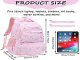 3 Piece Backpack Lunch Bag Pencil Case Set for Girls, Kids School Bookbag with Mermaid Print, Pink, V1237-ZY-917-037