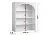 Artiss 4 Tier Bookshelf Arched Fluted Storage Display Cabinet Unit White FUR-S-BSHELF-ARC-WH-AB