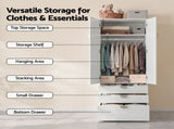 Artiss Wardrobe Cabinet Bedroom Clothes Storage Organiser Cupboard 3 Drawers Shelf Hanging Rod FUR-V-WR02-WH-AB