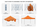 Wallaroo 3x3 PopUp Orange Gazebo Marquee Outdoor Tent GAZ-POP-3X3-OR