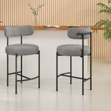 Contemporary Grey Boucle Elsa Low Bar Stools V264-DNC-417B-MGR-02-1