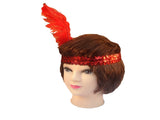 12x 1920s FLAPPER HEADBAND Headpiece Feather Sequin Charleston Gatsby Party BULK - Red V563-BR-12FLAPPERHDBND-RED