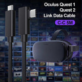 Type A VR Headset Cable for VR Quest 2 5m 90 Degree Right Angle USB 3.2 Gen1 Type-C Cable Support V1263-JX-3090