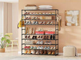 10-Tier Metal Shoe Rack Black Large 50-Pair Shoe Storage Organiser Shelf V63-840551