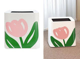Floral Trash Can Large Mouth Cute Appearance Modern Style Garbage Waste Basket for Kitchen Bathroom V1294-YM0521-3117230064314