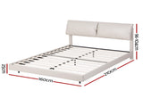 Artiss Queen Bed Frame RGB LED Floating Beds Adjustable Headboard Beige White BFRAME-F-DAYLIGHT-Q-WH-AB