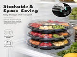 10 Pcs Round Appetizer Serving Tray with Lids, Disposable Food Storage Containers, Fruit Plastic V1369-AZ3-W-16325