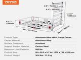50 x 29.5 x 8.7 in Hitch Cargo Carrier, 500lb Capacity Trailer Hitch Mount Aluminum Cargo Basket V952-CHXLK47286500HPGUV0
