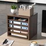 VEVOR Wood Literature Organizer Adjustable File Sorter 5 Compartments Brown V952-MZWJZLFPJBHB5IQZ7V0