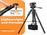 CIGMAN 59-inch Lightweight Adjustable Laser Level Tripod with 3-Way Swivel Pan Head, Bubble Level, V413-CTP-01