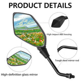 Universal 10mm 8mm Rearview Mirrors with 7/8" Handlebar Mount Side Mirror Fits Motorcycle/ATV for V1369-AZ3-W-21514