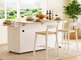 Artiss Kitchen Island Trolley Rolling Serving Cart Storage Drawer Cabinet 150cm White FUR-S-KI-FLD130-WH-AB