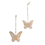 Set 2 Handcrafted Hanging Butterflies 18cm, 15cm V637-50541BTF