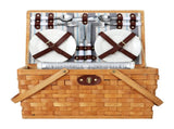 Alfresco 4 Person Picnic Basket Set Wooden Blanket Cooler Bag Outdoor Insulated PICNIC-WOOD-4PPL-COOLER