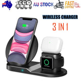 N30 3 in 1 Wireless Charger Qi Fast Charger Stand for iPhone/Samsung/Airpods/Apple Watch-Black V201-W11325558