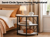 Artiss Semi-Circle End Table 3 Tier Coffee Table Side Nightstand Shelf Marble Effect White&Black FUR-Z-COF10-BKWH